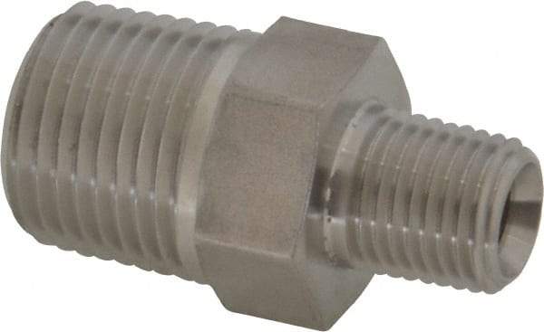 Made in USA - 2" Grade 316 Stainless Steel Pipe Hex Nipple - MNPT End Connections, 3,000 psi - All Tool & Supply