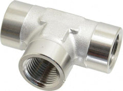 Made in USA - 1-1/4" Grade 316 Stainless Steel Pipe Tee - FNPT End Connections, 1,500 psi - All Tool & Supply