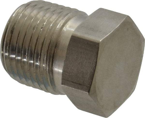 Made in USA - 2" Grade 316 Stainless Steel Pipe Hex Head Plug - MNPT End Connections, 3,000 psi - All Tool & Supply