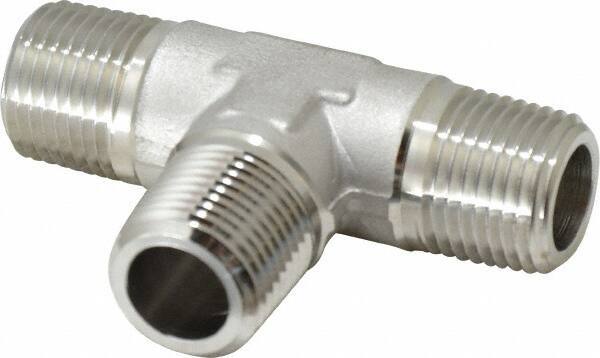 Made in USA - 1-1/2" Grade 316 Stainless Steel Pipe Tee - MNPT End Connections, 1,500 psi - All Tool & Supply