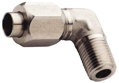 Made in USA - 1-1/2" Tube OD, 37° Stainless Steel Flared Tube Male Elbow - 1-1/4-11-1/2 NPTF, Flare x MNPTF Ends - All Tool & Supply