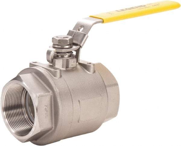 Legend Valve - 4" Pipe, Full Port, Stainless Steel Full Port Ball Valve - 2 Piece, FNPT x FNPT Ends, Locking Lever Handle, 800 WOG, 150 WSP - All Tool & Supply