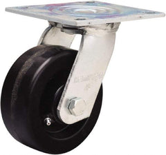 Hamilton - 5" Diam x 2" Wide x 6-1/2" OAH Top Plate Mount Swivel Caster - Phenolic, 900 Lb Capacity, Straight Roller Bearing, 5 x 5-1/2" Plate - All Tool & Supply