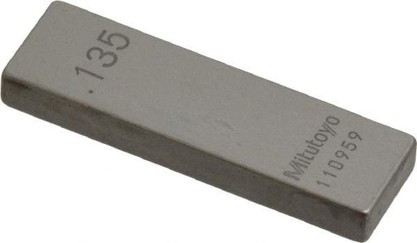 Mitutoyo - 0.135" Rectangular Steel Gage Block - Accuracy Grade AS-1, Includes Certificate of Inspection - All Tool & Supply