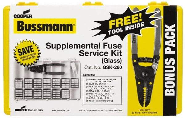 Cooper Bussmann - 32 to 250 VAC/VDC, Fuse Service Kit - 20 Amps, Glass and Ceramic - All Tool & Supply