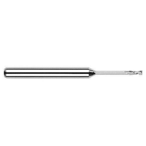 Miniature End Mills - Long Reach, Standard Flute - 0.0400″ Cutter Diameter × 0.1200″ Length of Cut × 0.4800″ Reach Carbide Square End Mill, 2 Flutes - Exact Industrial Supply