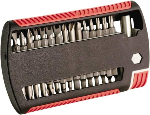 Wiha - 31 Piece, 1/4" Drive Screwdriver Bit Set - #1 to #2 Phillips, 5/64 to 1/4" Hex, T8 to T25 Torx, #1 & #2 Pozidriv - All Tool & Supply