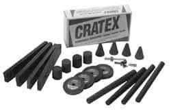 Cratex - 22 Piece Rubberized Abrasive Point Set - Includes 4 Blocks, 4 Cones, 2 Mandrels, 4 Sticks & 4 Wheels - All Tool & Supply