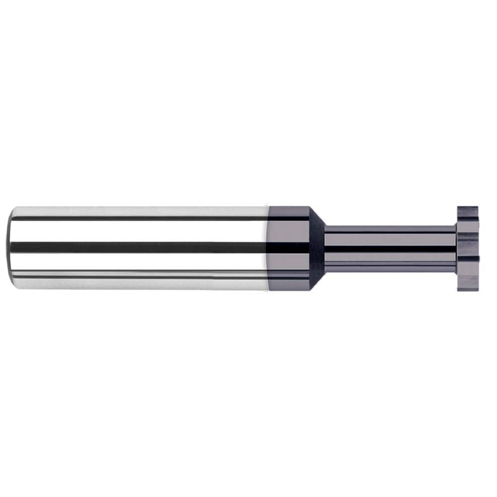 Woodruff Keyseat Cutter: 0.5″ Cut Dia, 0.015″ Cut Width, 1/2″ Shank Dia, Straight Tooth 3″ OAL, 8 Teeth, Solid Carbide, AlTiN Finish