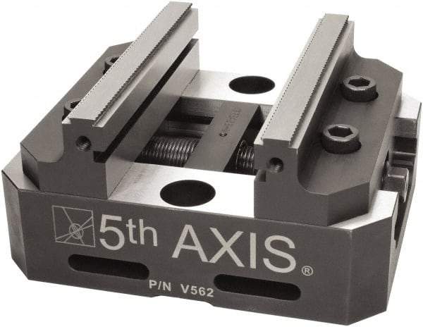 5th Axis - 5" Jaw Width, Manual Self Centering Vise - 6" OAL x 5" OAW x 3" OAH - All Tool & Supply