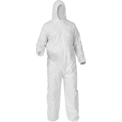 KleenGuard - Size 4XL Film Laminate General Purpose Coveralls - White, Zipper Closure, Elastic Cuffs, Elastic Ankles, Serged Seams - All Tool & Supply