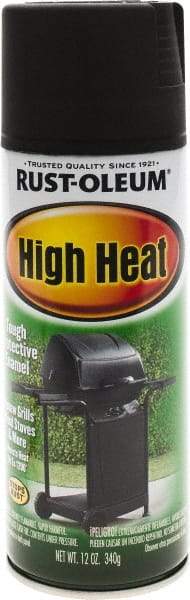 Rust-Oleum - Black, Satin, High-Heat Spray Paint - 10 to 12 Sq Ft per Can, 12 oz Container, Use on Metal - All Tool & Supply