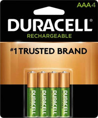 Duracell - Size AAA, NiMH, 4 Pack, Standard Battery - 1.2 Volts, Button Tab Terminal, 61951-2:2003-04 - All Tool & Supply