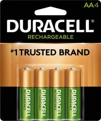 Duracell - Size AA, NiMH, 4 Pack, Standard Battery - 1.2 Volts, Button Tab Terminal, 61951-2:2003-04 - All Tool & Supply