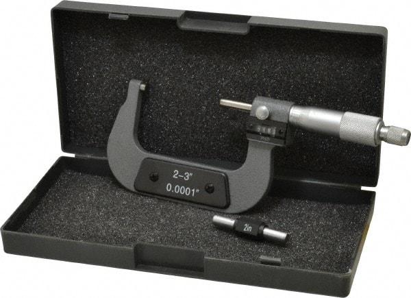 Value Collection - 2 to 3" Range, 0.0001" Graduation, Mechanical Outside Micrometer - Ratchet Stop Thimble, Digital Counter - All Tool & Supply