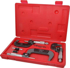 Value Collection - 0 to 3" Range, 3 Piece Mechanical Outside Micrometer Set - 0.0001" Graduation, 0.000160, 0.000200 Accuracy, Ratchet Stop Thimble - All Tool & Supply