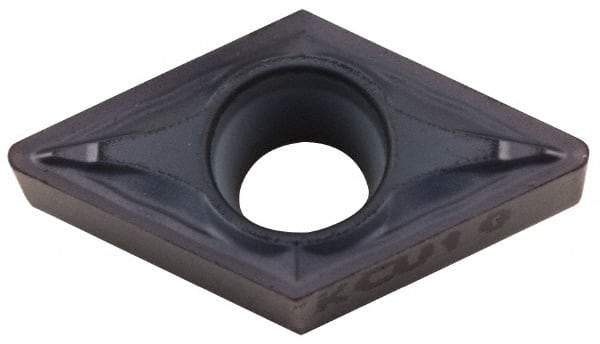 Kennametal - DCMT21.51 FP Grade KCU10 Carbide Turning Insert - TiAlN Finish, 55° Diamond, 1/4" Inscr Circle, 3/32" Thick, 1/64" Corner Radius - All Tool & Supply