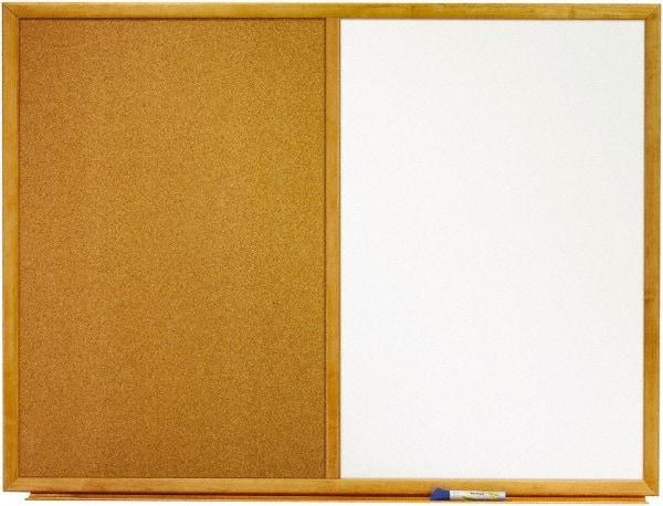 Quartet - 48" Wide x 36" High Dry Erase Combination Cork Bulletin Board - Melamine, White/Brown - All Tool & Supply