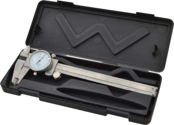 Value Collection - 0" to 6" Range, 0.001" Graduation, 0.2" per Revolution, Dial Caliper - White Face - All Tool & Supply