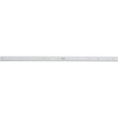 SPI - 12" Long, 1/100, 1/10" and 0.5, 1mm Graduation, Flexible Steel Rule - Decimal/Metric Graduation Style, 1/2" Wide, Silver, Satin Chrome Finish - All Tool & Supply