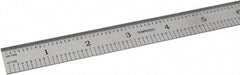 SPI - 24" Long, 1/100, 1/10" and 0.5, 1mm Graduation, Flexible Steel Rule - Decimal/Metric Graduation Style, 3/4" Wide, Silver, Satin Chrome Finish - All Tool & Supply