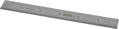 SPI - 6" Long, 1/100, 1/10" and 0.5, 1mm Graduation, Rigid Steel Rule - Decimal/Metric Graduation Style, 3/4" Wide, Silver, Satin Chrome Finish - All Tool & Supply