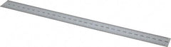 SPI - 12" Long, 1/100, 1/10" and 0.5, 1mm Graduation, Rigid Steel Rule - Decimal/Metric Graduation Style, 1" Wide, Silver, Satin Chrome Finish - All Tool & Supply