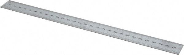 SPI - 12" Long, 0.5, 1mm Graduation, Rigid Steel Rule - Metric Graduation Style, 1" Wide, Silver, Satin Chrome Finish - All Tool & Supply