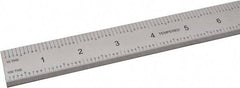 SPI - 24" Long, 1/100, 1/10" and 0.5, 1mm Graduation, Rigid Steel Rule - Decimal/Metric Graduation Style, 1-1/8" Wide, Silver, Satin Chrome Finish - All Tool & Supply