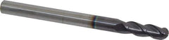 Accupro - 1/2" Diam, 1-1/2" LOC, 3 Flute Solid Carbide Ball End Mill - AlTiN Finish, Single End, 6" OAL, 1/2" Shank Diam, Spiral Flute - All Tool & Supply