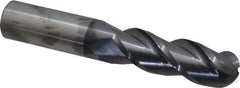 Accupro - 1" Diam, 3" LOC, 3 Flute Solid Carbide Ball End Mill - AlTiN Finish, Single End, 6" OAL, 1" Shank Diam, Spiral Flute - All Tool & Supply