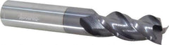 Accupro - 9/16", 1-1/4" LOC, 9/16" Shank Diam, 3-1/2" OAL, 3 Flute, Solid Carbide Square End Mill - Single End, AlTiN Finish, Spiral Flute, 40° Helix, Centercutting, Right Hand Cut, Right Hand Flute - All Tool & Supply