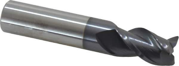 Accupro - 9/16", 3 Flute, Single End, Solid Carbide, 0.025" Corner Radius End Mill - 3" OAL, 40° Helix, Right Hand Flute, 7/8" LOC, Right Hand Cut - All Tool & Supply