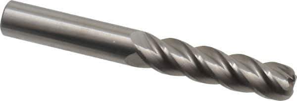 Accupro - 1/2", 4 Flute, Single End, Solid Carbide, 1/8" Corner Radius End Mill - 4" OAL, 40° Helix, Right Hand Flute, 2" LOC, Right Hand Cut - All Tool & Supply