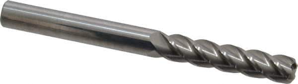 Accupro - 3/8", 4 Flute, Single End, Solid Carbide, 0.09" Corner Radius End Mill - 4" OAL, 40° Helix, Right Hand Flute, 1-3/4" LOC, Right Hand Cut - All Tool & Supply