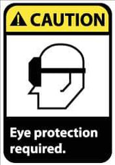 NMC - Accident Prevention Label, Header: CAUTION - Legend: Caution - Eye Protection Required, English, Black, Yellow & White, 5" Long x 3" High, Sign Muscle Finish - All Tool & Supply