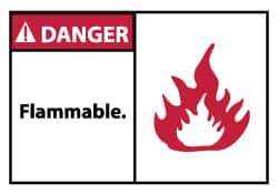 NMC - Danger - Flammable, Pressure Sensitive Vinyl Fire Sign - 5" Wide x 3" High - All Tool & Supply