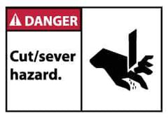 NMC - Accident Prevention Label, Header: DANGER - Legend: Danger - Cut/Sever Hazard, English, Red, Black & White, 5" Long x 3" High, Sign Muscle Finish - All Tool & Supply