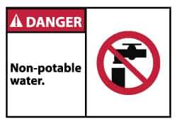 NMC - Restroom, Janitorial & Housekeeping Label, Header: DANGER - Legend: Danger - Non-Potable Water, English, Red, Black & White, 5" Long x 3" High, Sign Muscle Finish - All Tool & Supply