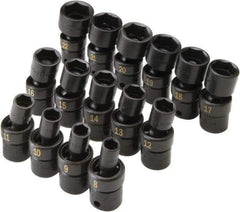 SK - 15 Piece 3/8" Drive Standard Impact Socket Set - 6 Points, 8 to 21mm, Metric Measurement Standard - All Tool & Supply