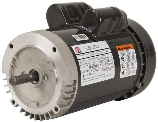 US Motors - 3/4 hp, TEFC Enclosure, No Thermal Protection, 1,140 RPM, 115/230 Volt, 60 Hz, Single Phase Capacitor Start-Cap Run Motor - Size 56C Frame, C-Face Mount, 1 Speed, Ball Bearings, 12.2/6.1 Full Load Amps, B Class Insulation, Reversible - All Tool & Supply