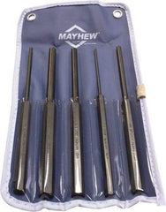 Mayhew - 5 Piece, 1/8 to 3/8", Pin Punch Set - Round Shank, Comes in Vinyl Pouch - All Tool & Supply