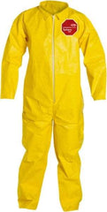 Dupont - Size XL PE Film Chemical Resistant Coveralls - Yellow, Zipper Closure, Open Cuffs, Open Ankles, Serged Seams - All Tool & Supply