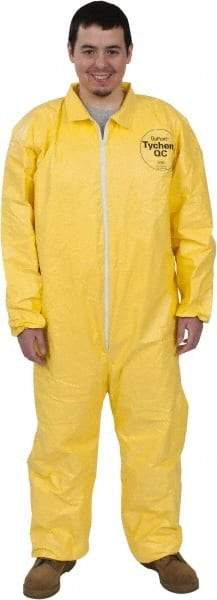 Dupont - Size M PE Film Chemical Resistant Coveralls - Yellow, Zipper Closure, Elastic Cuffs, Elastic Ankles, Serged Seams - All Tool & Supply