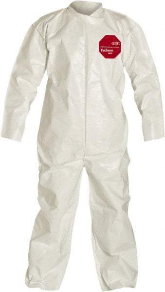 Dupont - Size XL Saranex Chemical Resistant Coveralls - White, Zipper Closure, Open Cuffs, Open Ankles, Bound Seams - All Tool & Supply