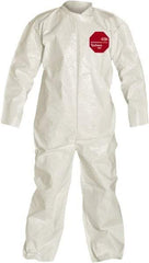 Dupont - Size XL Saranex Chemical Resistant Coveralls - White, Zipper Closure, Open Cuffs, Open Ankles, Bound Seams - All Tool & Supply