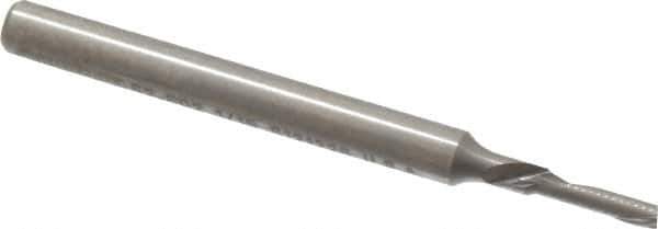 Onsrud - 1/16" Cutting Diam x 1/4" Length of Cut, 1 Flute, Downcut Spiral Router Bit - Uncoated, Right Hand Cut, Solid Carbide, 1-1/2" OAL x 1/8" Shank Diam, Single Edge, 22° Helix Angle - All Tool & Supply