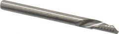 Onsrud - 1/8" Cutting Diam x 1/4" Length of Cut, 1 Flute, Downcut Spiral Router Bit - Uncoated, Right Hand Cut, Solid Carbide, 1-1/2" OAL x 1/8" Shank Diam, Single Edge, 22° Helix Angle - All Tool & Supply