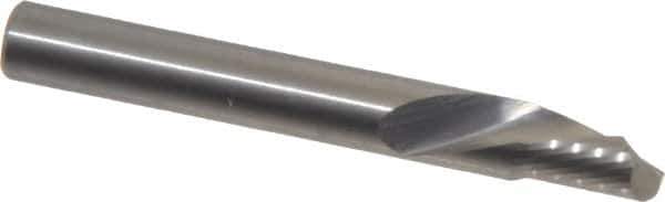 Onsrud - 1/4" Cutting Diam x 3/8" Length of Cut, 1 Flute, Downcut Spiral Router Bit - Uncoated, Right Hand Cut, Solid Carbide, 2" OAL x 1/4" Shank Diam, Single Edge, 22° Helix Angle - All Tool & Supply