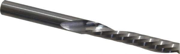 Onsrud - 1/4" Cutting Diam x 1-1/2" Length of Cut, 1 Flute, Downcut Spiral Router Bit - Uncoated, Right Hand Cut, Solid Carbide, 3" OAL x 1/4" Shank Diam, Single Edge, 21° Helix Angle - All Tool & Supply